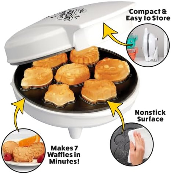 Sea Creature Mini Waffle Maker- Create 7 Different Ocean Animal Shapes in Minutes Summer Breakfast Fun Cool for Kids & Adults w/Novelty Aquatic Pancakes - Electric Non-Stick Waffler Iron Beach