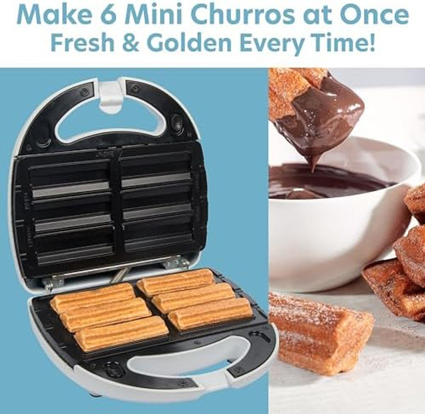 Empanada & Churro Maker Machine- Electric Cooker w 4 Removable Plates- Easier than a Press- Includes Dough Cutting Circle for Easy Measurement Mexican Dinner Party Night Treat Dessert Food Supplies