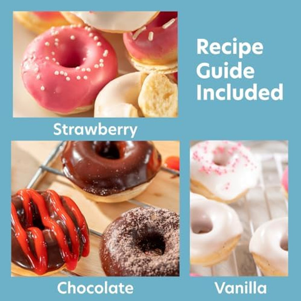 Mini Donut Maker- Electric NonStick Surface Makes 7 Small Doughnuts- Decorate Frost Ice Your Own for Kid Friendly Baked Dessert Treat- Unique Cooking Activity for Adults Easy Bake Brunch for Her