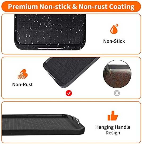 Flat Top Griddle for Stovetop Non-Stick Griddle Grill Pan Stove Top Grill 14.96" x 8.66" Works with Power XL Chefman Carl Schmidt Sohn Cusimax Techwood Smokeless Grill Aluminum Dishwasher Safe