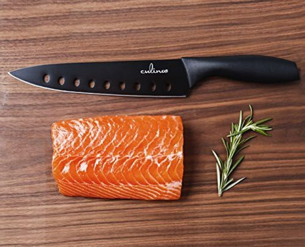 Culina® 8-Inch Nonstick Carbon Steel Sushi Knife with Sheath Black