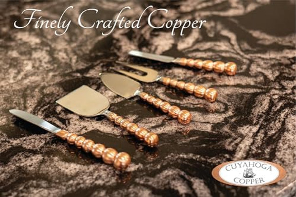 Charcuterie Serving Set - Premium 5-Piece Stainless Steel & Pure Copper Cheese Knife Utensil Set - Elegant Box - Perfect for Cheese Boards Entertaining Parties and ing