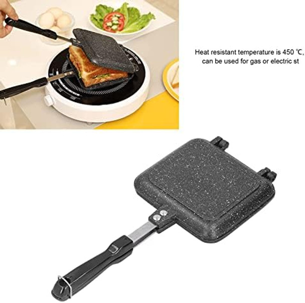 Double Sided Frying Pan Aluminum Hot Sandwich Panini Maker Grilled Cheese Maker Nonstick Sandwich Toaster Press Stovetop Flip Grill Pan for Home Kitchen