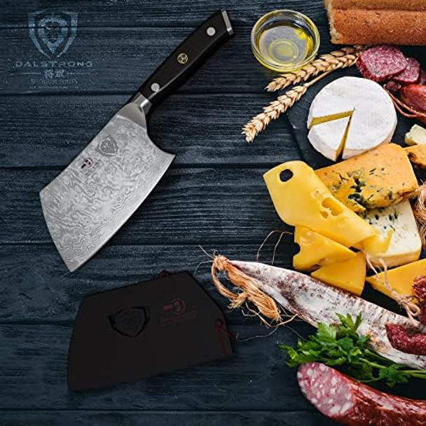 Dalstrong Meat Cleaver Knife-4.5"-Shogun Series ELITE - Razor Sharp - Japanese Steel - Black Handle - Heavy Duty Knife Professional - Vacuum Heat Treated - w/Sheath
