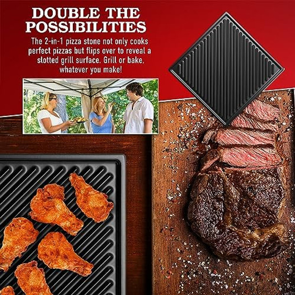 Deco Chef Electric Pizza Oven 12-Inch Ceramic Stone and Grill 1800W Bakes up to 750 Degrees for Countertop Artisan Style Pizza 13" Double Wall Stainless Steel Indoor & Portable Outdoor Pizza Oven