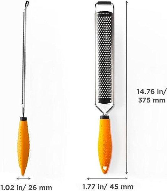 Deiss PRO Lemon Zester & Heavy Duty Cheese Grater & Vegetable Grater and Deiss Pro Heavy-Duty Metal Lemon Squeezer - Max Juice Extraction Hand Juicer Easy Clean Lime Squeezer