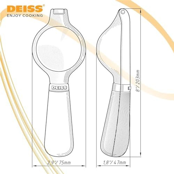 Deiss PRO Lemon Zester & Heavy Duty Cheese Grater & Vegetable Grater and Deiss Pro Heavy-Duty Metal Lemon Squeezer - Max Juice Extraction Hand Juicer Easy Clean Lime Squeezer