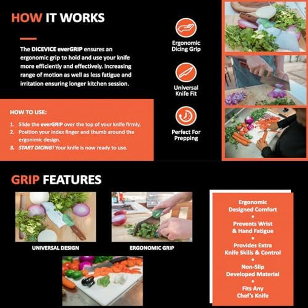 everGRIP Knife Handle Grip for Chef's or Kitchen Knives - Universal Non-Slip Ergonomic Design - Dishwasher Safe - Kitchen Essentials and Accessories 2.6"