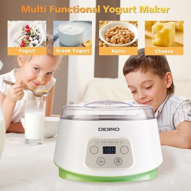 Yogurt Maker Greek Yogurt Maker with Timer Control and Strainer Yogurt Maker Machine with Stainless Steel Liner Electric Portable Yogurt Maker for Yogurt Greek Yogurt Cheese Natto (White)