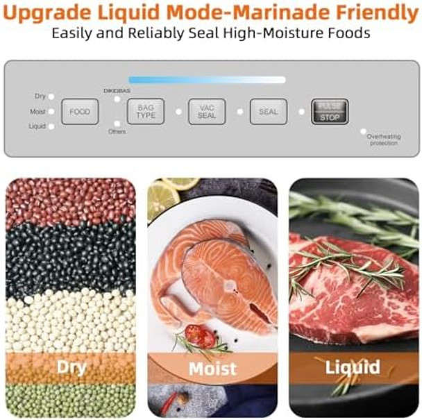 Vacuum Sealer Machine Powerful 85kPa Suction Bags and Cutter Included Compact One-Touch Automatic Food Sealer with External Vacuum System Preserve Freshness Prevent zer Burn