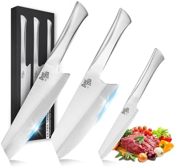 Ultra Sharp 3-Piece Kitchen Knife Set High Carbon Stainless Steel Chef Knife Set Professional Japanese Knives with Ergonomic Hollow Handle
