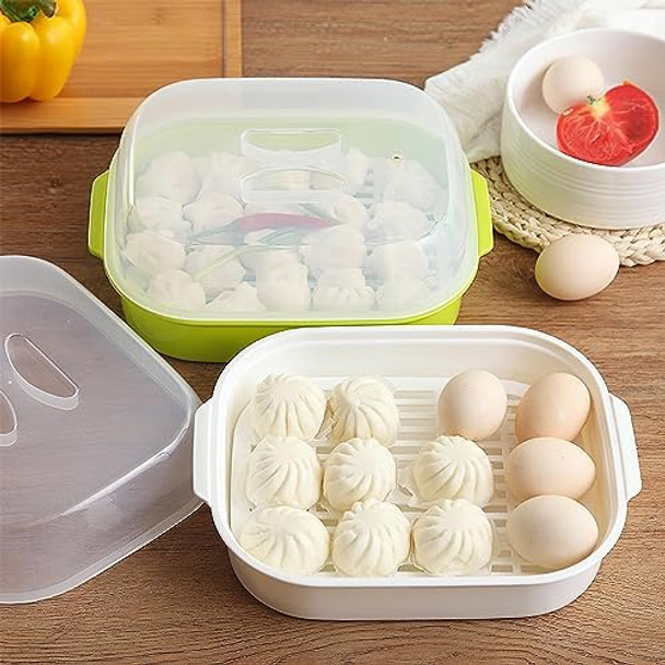 DOITOOL Microwave Steamer for Cooking Vegetables Plastic Microwave Vegetable Steamer with Lid for Vegetables Prep Seafood Cooking (Random Color)
