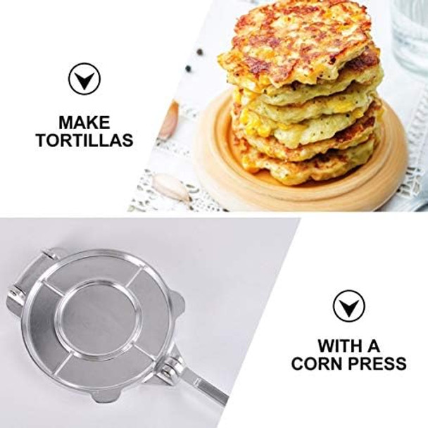 Dough Press roti Maker chapati Maker Machine Tortilla Presser cast Iron comal for Tortillas Tacos de cookware Tortilla Press Steel Aluminum Alloy to Rotate Dumpling Bread