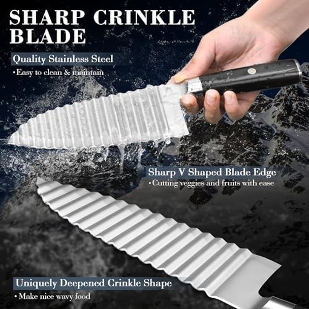 Dragon Creek Crinkle Cutter Knife - Wavy Chopper Potatoes Crinkle Fry Cutter for Vegetable Fruits Fun Carrot Chip Slicer Idea Stainless Steel