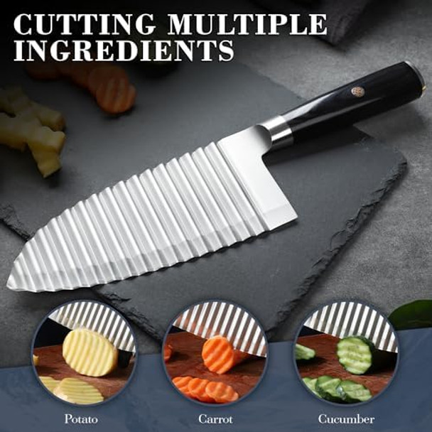 Dragon Creek Crinkle Cutter Knife - Wavy Chopper Potatoes Crinkle Fry Cutter For Vegetable Fruits Fun Carrot Chip Slicer Idea Stainless Steel Dragon Creek Crinkle Cutter Knife - Wavy Chopper Potatoes Crinkle Fry Cutter For Vegetable Fruits Fun Carrot Chip Slicer Idea Stainless Steel
