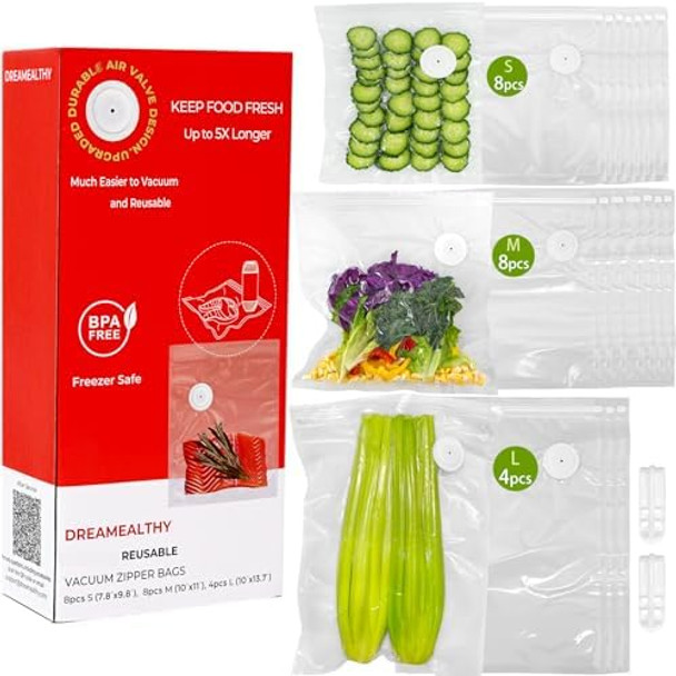 Bundle 1L+1.5L+2L Vacuum Seal Containers with Compact Handheld Vacuum Sealer 2 Sous Vide Bags. 20 Reusable Vacuum Sealer Bags(8 Small 8 Medium 4 Large)