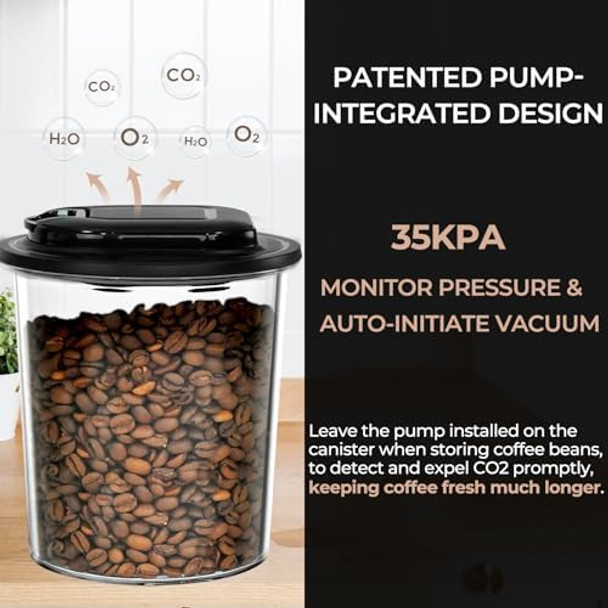 Bundle Auto Electric Vacuum Sealer Container Sets - 1L+1.5L+2L Airtight Containers for Food & Coffee. Pressure Monitoring with Pump. 20 Reusable Vacuum Sealer Bags(8 Small 8 Medium 4 Large)