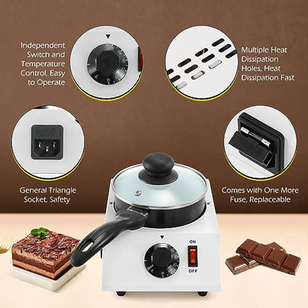 Dyna-Living Chocolate Melting Pot Chocolate Melter Pot 40W Chocolate Warmer for Melting Chocolate Chocolate Tempering Machine for Home Electric Chocolate Fountain Machine for Chocolate Melts