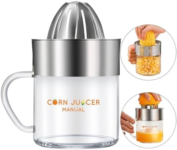 Corn Stripper 2-in-1 Citrus Juicer Hand Orange Juicer Lemon Squeezer Corn Peeler Corn Cob Stripping Tool Corn Cutter & Remover 20oz