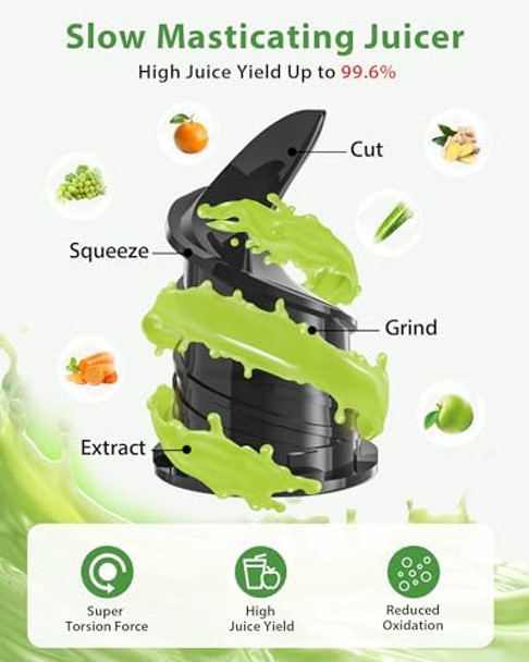 Juicer Machines ECOSELF 4.35" Large Feed Chute for Family Needs Professional Hands Cold Press Juicer For Whole Fruits & Vegetables Self Feeding for Juice Extractor Machine Easy to Clean