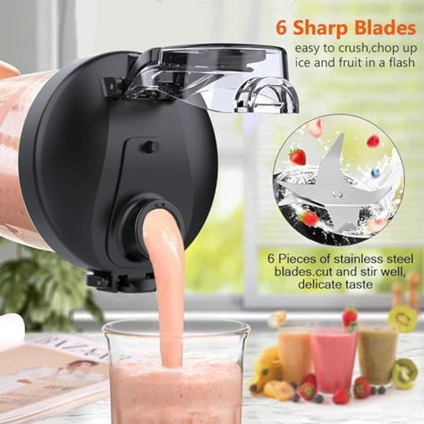 20oz Portable Blender 240W USB Rechargeable Smoothie Blender with LED Display Pulse & Blend Modes IPX7 Waterproof BPA- Travel Juicer for Shakes Ice Crushing Sports & Outdoor Black