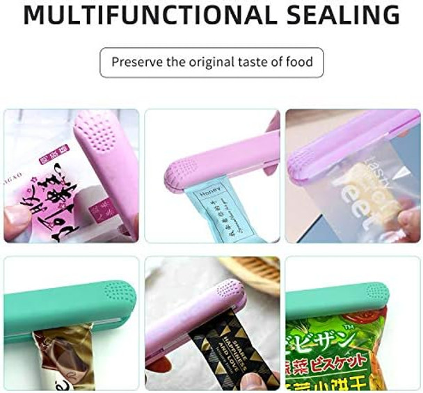 2 PACK Mini Bag Sealer Heat Seal Handheld Food Sealer Bag Resealer for Food Storage Portable Smart Heat Sealer Machine with 45” Power Cable for Chip Bags Plastic Bags Snack Bags (green+purple)