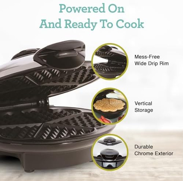 Euro Cuisine WM520 Heart Shaped Iron Waffle Maker - Eco-Friendly PTFE and PFOA Non Stick Plates Perfect for V-Day & Special Occasions 8-Inch