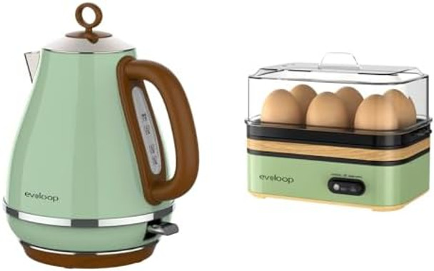 Rapid Egg Cooker with 1.7L Electric Kettles （retro green）