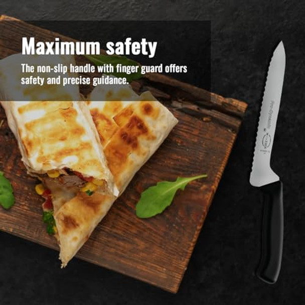 F. DICK - ProDynamic Sandwich Knife - Offset bread knife with 7’’ blade & 56 HRC - Ideal for cutting bread - NSF - High carbon - Ultra Sharp - Ergonomic handle - Made in Germany
