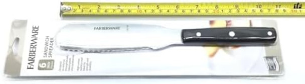 Farberware 6 Inch Sandwich Spreader Designed To Easily Cut Through Breads Baked Goods and Sandwiches - Serrated Blade Black/Silver