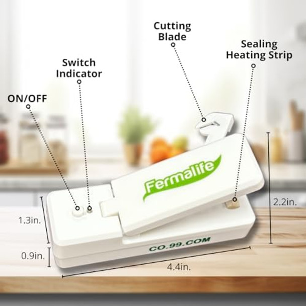 Mini Bag Sealer and Cutter for Potato Chips Snacks Plastic Bags - Handheld Rechargeable Vacuum Seal for Airtight & Freshness
