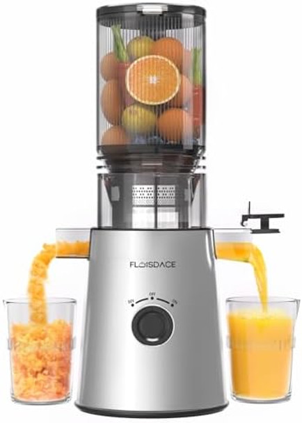Cold Press Juicer Slow Masticating Juicer Machines with 5" Feeding Chute Fit Whole Fruits&Vegetables Stainless Steel Slow Masticating Juicer Easy to Clean 99.6% Juice Purity 1.5L Capacity.
