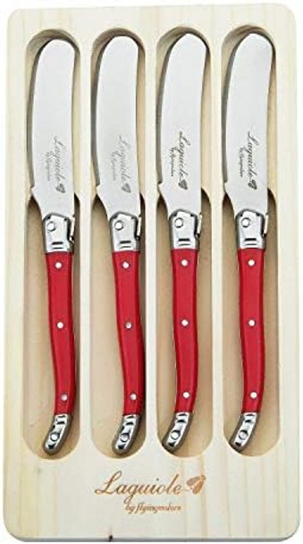 Laguiole by FlyingColors Butter Spreaders Knife Set Cheese Knife Set Stainless Steel 4-Piece (Red)