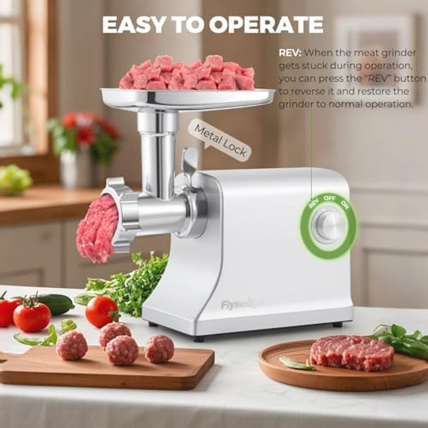 Electric Meat Grinder 3200w Commercial Heavy Duty Metal Gearbox Meat Grinder and Sausage Stuffers Kubbe Kit for Household Use & Commercial