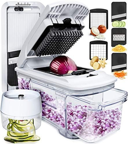 Fullstar All-in-1 Vegetable Chopper (5 in 1 Black/White) and 2pc Blade Replacement Set for Vegetable Chopper - Bundle of Chopper and Dice Blade Replacement (Big and Small Dice) - Kitchen Gadgets Fullstar All-in-1 Vegetable Chopper (5 in 1 Black/White) and 2pc Blade Replacement Set for Vegetable Chopper - Bundle of Chopper and Dice Blade Replacement (Big and Small Dice) - Kitchen Gadgets