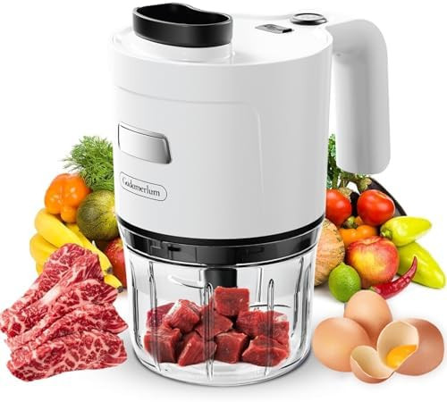 Protable Food Processor 6 in 1 Hand Blender 2000mAh Handheld Blender Stainless Steel Blade With 300ml Mixing Beaker Vegetable Slicer Meat Chopper Whisk and Milk Frother