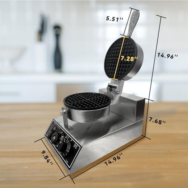 Commercial Waffle Maker 2400 W Nonstick Waffle Iron Double Head Stainless Steel Waffle Maker