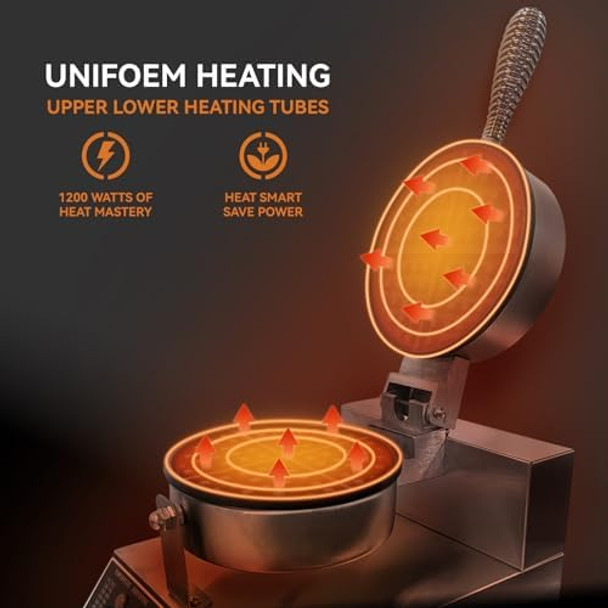 Commercial Waffle Maker 2400 W Nonstick Waffle Iron Double Head Stainless Steel Waffle Maker