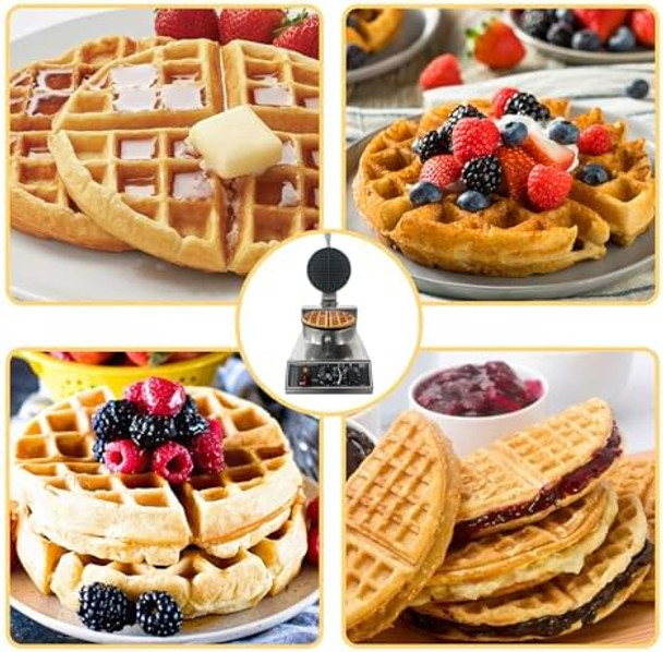 Commercial Waffle Maker 2400 W Nonstick Waffle Iron Double Head Stainless Steel Waffle Maker