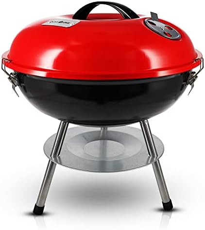 Gas One – 14-inch Portable Barbecue Grill with 3-Point Locking Lid for Heat Preservation – Dual Venting System – Small Charcoal Grill for Backyard Camping & Cuisinart CGS-W13 Wooden Handle Tool Set