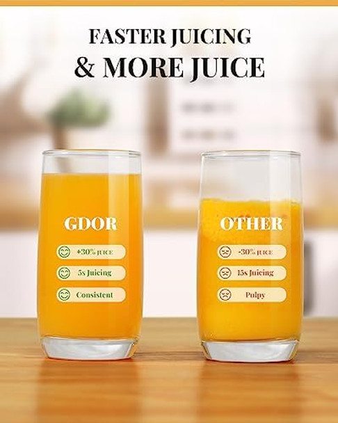 GDOR 1200W Juicer 3.2" Wide Chute Titanium-Enhanced Blade Heavy-Duty Copper Motor Dual Speed Centrifugal Juice Extractor BPA- Silver