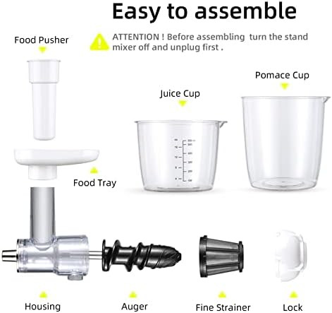 Masticating Juicer Accessories Gdrtwwh Juicer Machines Attachments Compatible with All KitchenAid Stand Mixers and Cuisinart SM-50BC/SM-50R/SM-50TQ/SM-50BL/SM-50BK Stand Mixers Black