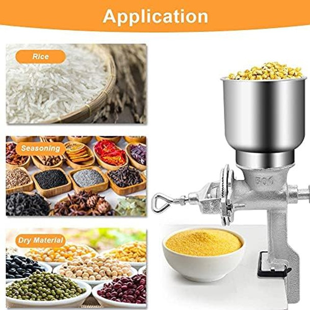 GOTOTOP Hand Crank Grain Mill Grain Grinder Machine Corn Nut Flour Mill Kitchen Tool Equipment for Wheat Nuts Food Seeds with Table Clamp 12.6 x 16.9inch