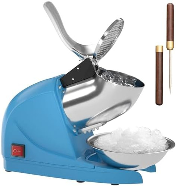 Shaved Ice Machine Electric 3 Blade Snow Cone Machine 380W Crusher Ice Maker 286 lb/hr Ice Crusher Commercial and Home Ice Crusher (Orange)