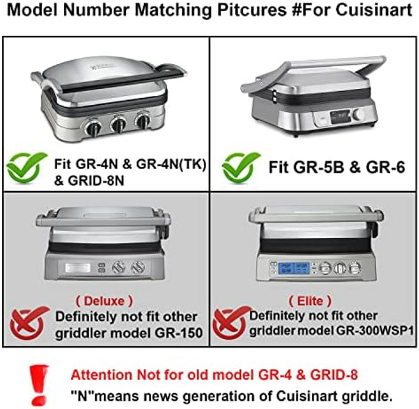 Waffle Plates Only for Cuisinart Griddler GR-4N GR-5B GR-6 and GRID-8N Series Nonstick Coating Baking Waffle Plates by Gvode