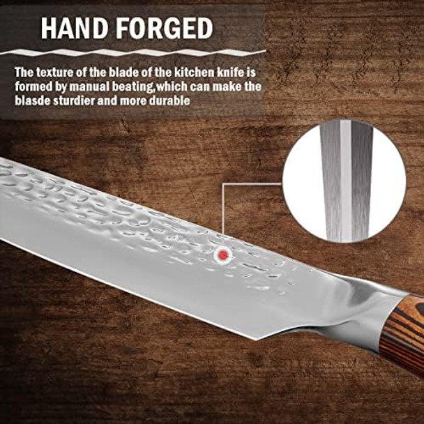Chef Knife Super Sharp 7.5 inch Professional Chef's Knife with Pakkawood Handle VG-5 Stainless Steel Kitchen Meat Vegetable Knife with Leather Sheath and Box