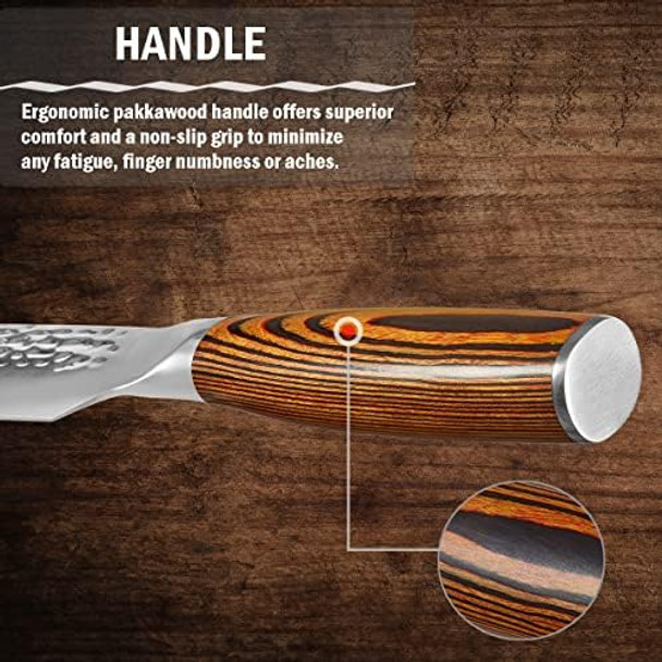 Chef Knife Super Sharp 7.5 inch Professional Chef's Knife with Pakkawood Handle VG-5 Stainless Steel Kitchen Meat Vegetable Knife with Leather Sheath and Box
