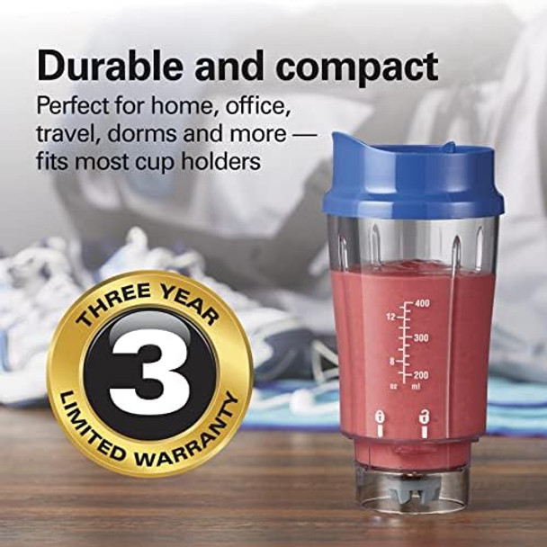 Hamilton Beach Portable Blender for Shakes and Smoothies 14 Oz BPA Travel Cup & Lid Durable Stainless Steel Blades Personal Smoothie Blender Blue (51132) Hamilton Beach Portable Blender for Shakes and Smoothies 14 Oz BPA Travel Cup & Lid Durable Stainless Steel Blades Personal Smoothie Blender Blue (51132)