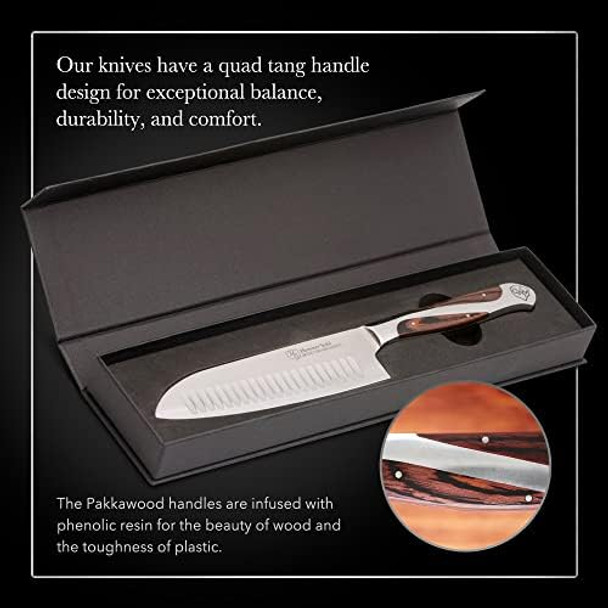 Hammer Stahl 4.5 Inch Japanese Style Santoku Knife High Carbon Stainless Steel Kitchen Knife Razor Sharp Multipurpose Chopping Knife for Meat Vegetable & Fruit with Ergonomic Handle & Box