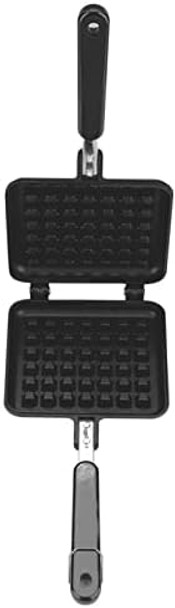 Pan Waffle Maker Cast Aluminum Stovetop Waffle Iron Camping Waffle Maker Pan Portable Stove Top for Family Breakfast Baking
